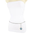 thumbnail image 1 of Women Silver Metal Chain Turquoise Blue Charm Buckle Belt XL XXL, 1 of 10