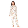 thumbnail image 2 of FORMRS Onesies Pajama for Adults Unisex Hoodie Winter Jumpsuit One Piece Sleepwear, Sizes S-2XL, Orange Floral Blooms, 2 of 7