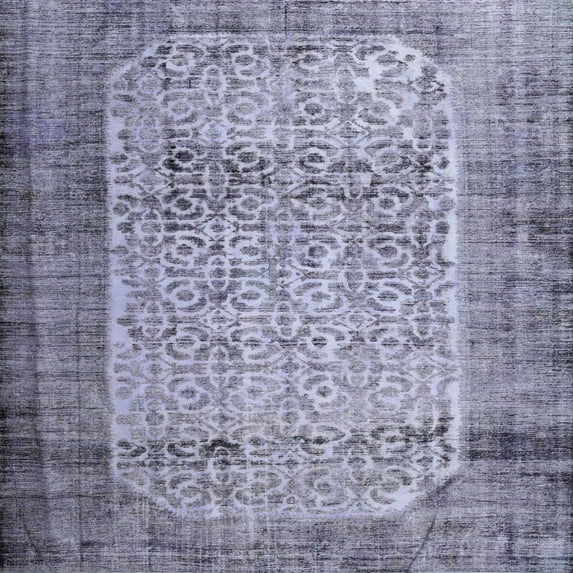 Ahgly Company Machine Washable Indoor Square Contemporary Blue Gray Area Rugs, 8' Square