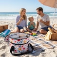 thumbnail image 4 of Numjaw Casserole Carrier for Hot or Cold Food, 12.8'' Double Decker Round Insulated Casserole Carrier Storage Bag with Carry Handles, for Trip, Party, Picnic,Floral#4, 4 of 8