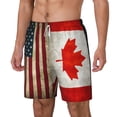 thumbnail image 5 of Mens America Canada Flag Swimming Trunks with Compression Liner Beach Quick Dry Swim Shorts, 5 of 6