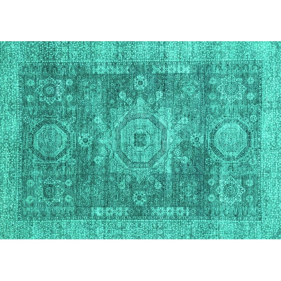 Ahgly Company Indoor Rectangle Abstract Turquoise Blue Modern Area Rugs, 2' x 5'