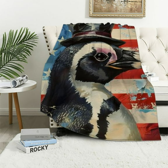 BCIIG Penguin Blanket for Women Boys Girls, Flannel Penguin Blankets Gifts, Penguin Throw Blanket for Sofa Couch Bed Living Room Soft Warm Cozy Penguin 40x50in