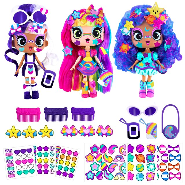 Muñecas DECORA GIRLZ de 5" -Paquete de 3 A - Decora, London y Celestia | Muñecas de moda para edades de 4 años en adelante | Regalo sorpresa de cumpleaños para niños | Juego de ropa para muñecas, pega