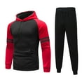 thumbnail image 2 of YUNAFFT Workout Sets for Men 2 Piece 2PC Men's Colorblock Striped Long Sleeve Pocket Hooded Pullover Sports Sweatshirt Top + Pants Suit, 2 of 5