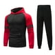 thumbnail image 2 of Sudadera deportiva con capucha y bolsillo de manga larga a rayas con bloques de colores para hombre, 2 piezas, Top + Pantalones, traje Pompotops  oipoqjl52050, 2 of 5