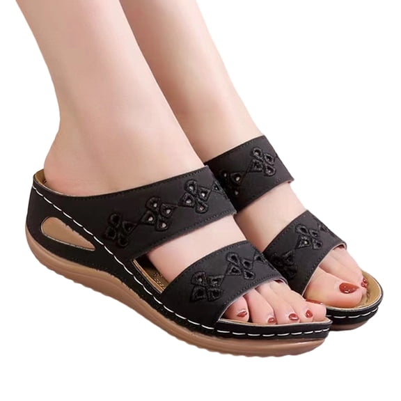 Willtoo Womens Orthopedic Wedge Sandals Bohemia Slingback Open Toe Arch Support Comfortable Memory Foam Cushion Dressy Summer Sandals Outdoor Beach Casual Shoes