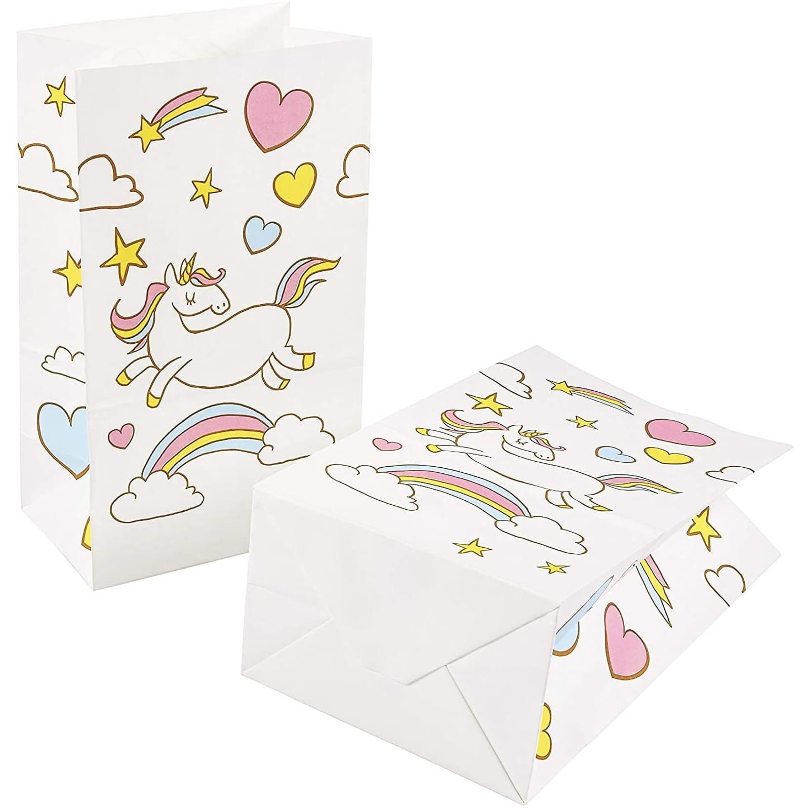 Kolldenn 24 Pack Large Bow Gift Bags With Handles - 10.5x8x4.25 Inch, Pink & White Kraft Paper Bags For Parties