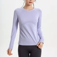 thumbnail image 5 of Crunowin Women’s High-Stretch Long-Sleeve Yoga Tee, Quick Dry Round-Neck Running & Workout Top Purple XL, 5 of 7