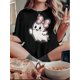thumbnail image 1 of Women's Cute with Bow Graphic T-Shirt - Casual Round Neck, Short Sleeve, Comfortable Polyester Blend, Machine Washable Summer Top, 1 of 8