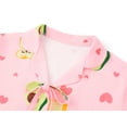 thumbnail image 2 of Beezizac Girls' Short Sleeve Pajama Set All-Over Avocado Toast Heart Print Bow Tie Ruffled Trim Soft Kids Sleepwear Size 18, 2 of 5