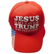 ANT ENTERPRISES Jesus Is My Savior Trump Is My President USA Red TRUMP 2024 Embroidered Cap Hat