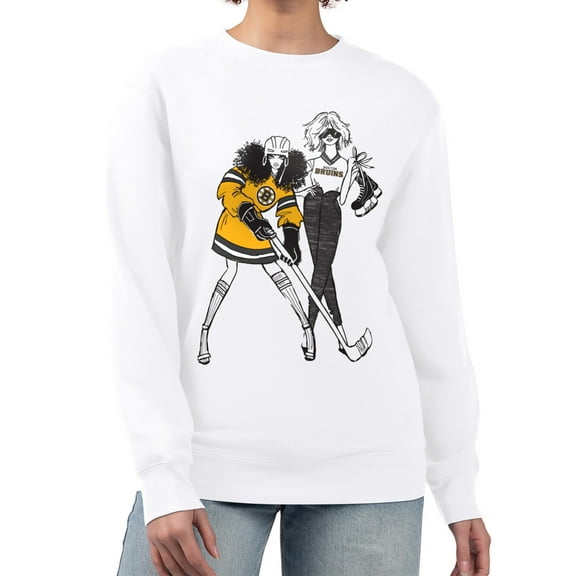 Women's G-III 4Her by Carl Banks White Boston Bruins Hockey Girls Team Graphic Fleece Pullover Sweatshirt