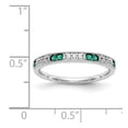 thumbnail image 7 of 14K White Gold Ring Band Wedding Emerald Round Green Diamond, Size 7, 7 of 7