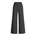 thumbnail image 6 of Women's Jeans Wide Leg High Waist Denim Pants with Front Seam Detail Pockets Trendy Casual Trousers (XL, Black), 6 of 8