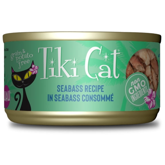 Tiki Cat Luau Wet Cat Food, Seabass, 2.8 oz. Can
