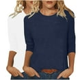 thumbnail image 2 of Frostluinai 2PC Women's Tops 3/4 Sleeve Crew Neck Shirts Basic Solid Color Lounge T Shirts Comzy Dressy Work Blouses Gifts Gifts for Women, 2 of 5