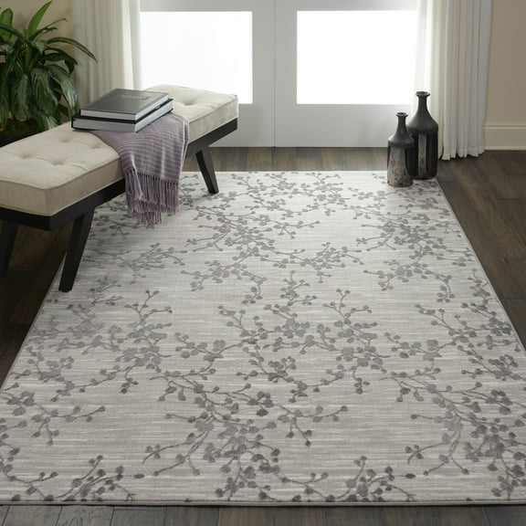 Nourison Urban Chic Floral Grey 4' x 6' Area Rug, (4x6)