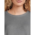 thumbnail image 4 of Time and Tru Women's Hacci Knit Pullover with Long-Sleeves, Single and 2-Pack, Sizes XS - XXL, 4 of 6