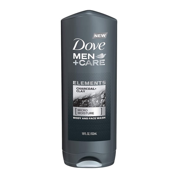 Dove Men Plus Care Body And Face Wash, Charcoal and Clay, 18 Oz, 3 Pack