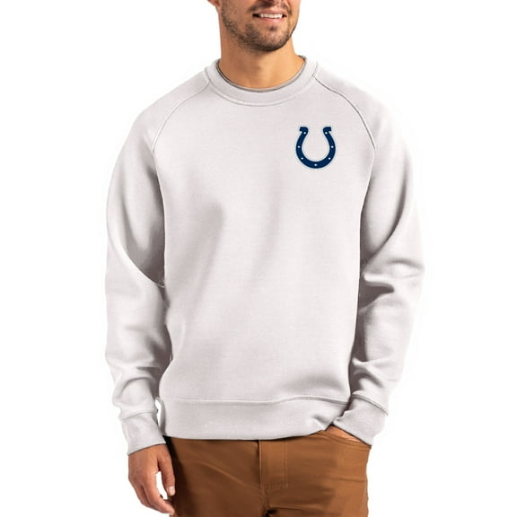 Men's Cutter & Buck Gray Indianapolis Colts Primary Logo Roam Recycled Raglan Pullover Sweatshirt