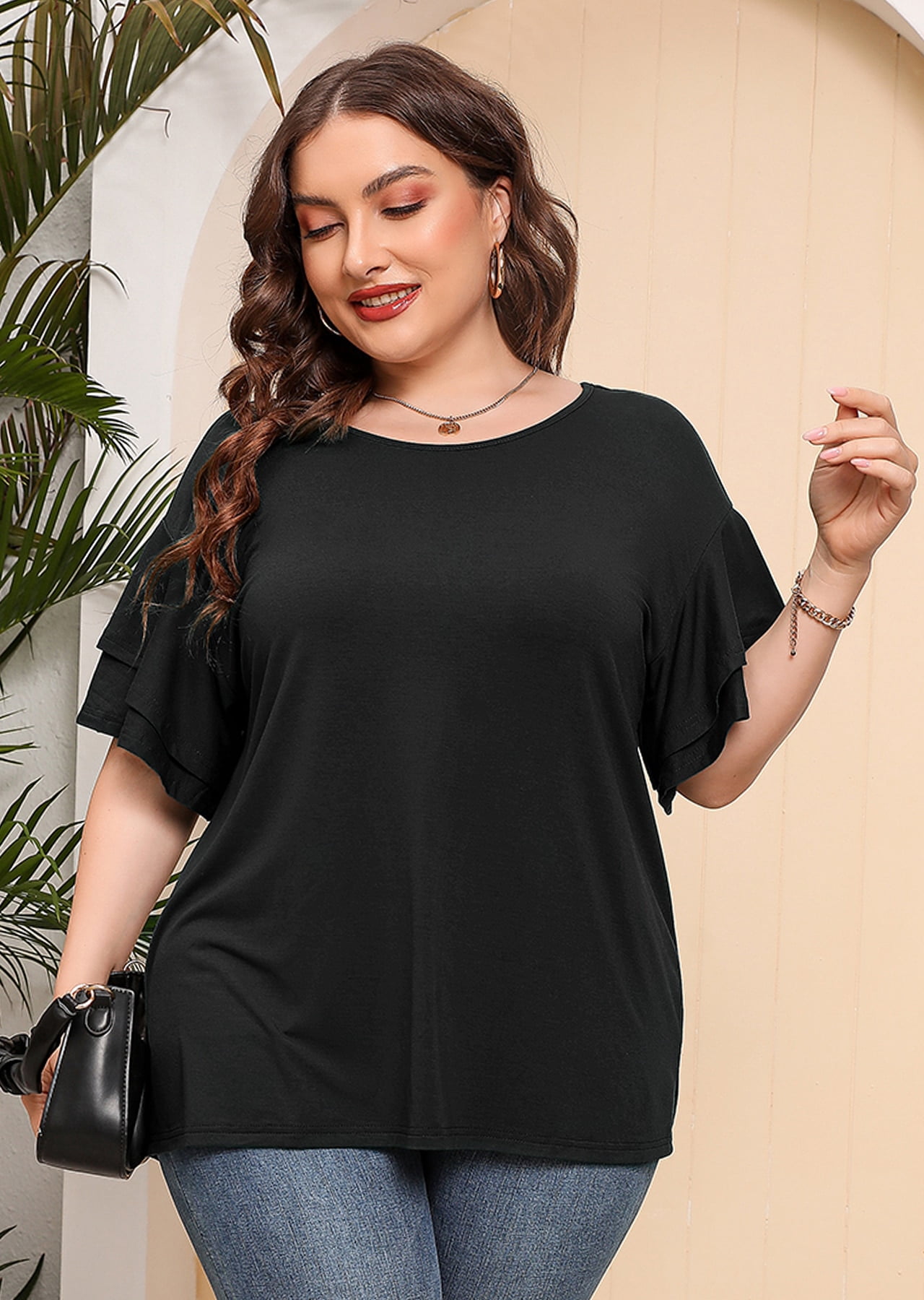 black dress tops plus size
