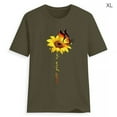thumbnail image 5 of Blouse Été Manches Courtes T-shirt Tournesol Blouse Femmes Imprimé Col Rond Top, Vert, XL, 5 of 5