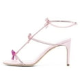thumbnail image 2 of FSJ Women Sexy Bows Rhinestone Open Toe Sandals Strappy Stiletto High Heels Ankle Buckle Backless Wedding Party Dress Shoes Size 5 Pink, 2 of 4