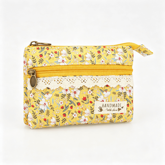 GASTROPOD Cute Mini Floral Coin Purse for Women,Vintage Zip Wallet Card Holder Pocket-Size,Cotton-Linen Canvas,3 Sections,Front Zip Pocket,Gift-Ready Change Pouch for Cash,Keys,Lipstick,Jewelry