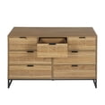 thumbnail image 3 of Yardi Yard 7 Double Drawer Dresser for Bedroom, Modern Accent Wide Chest with Black Knobs and Metal Legs Walnut, 3 of 10