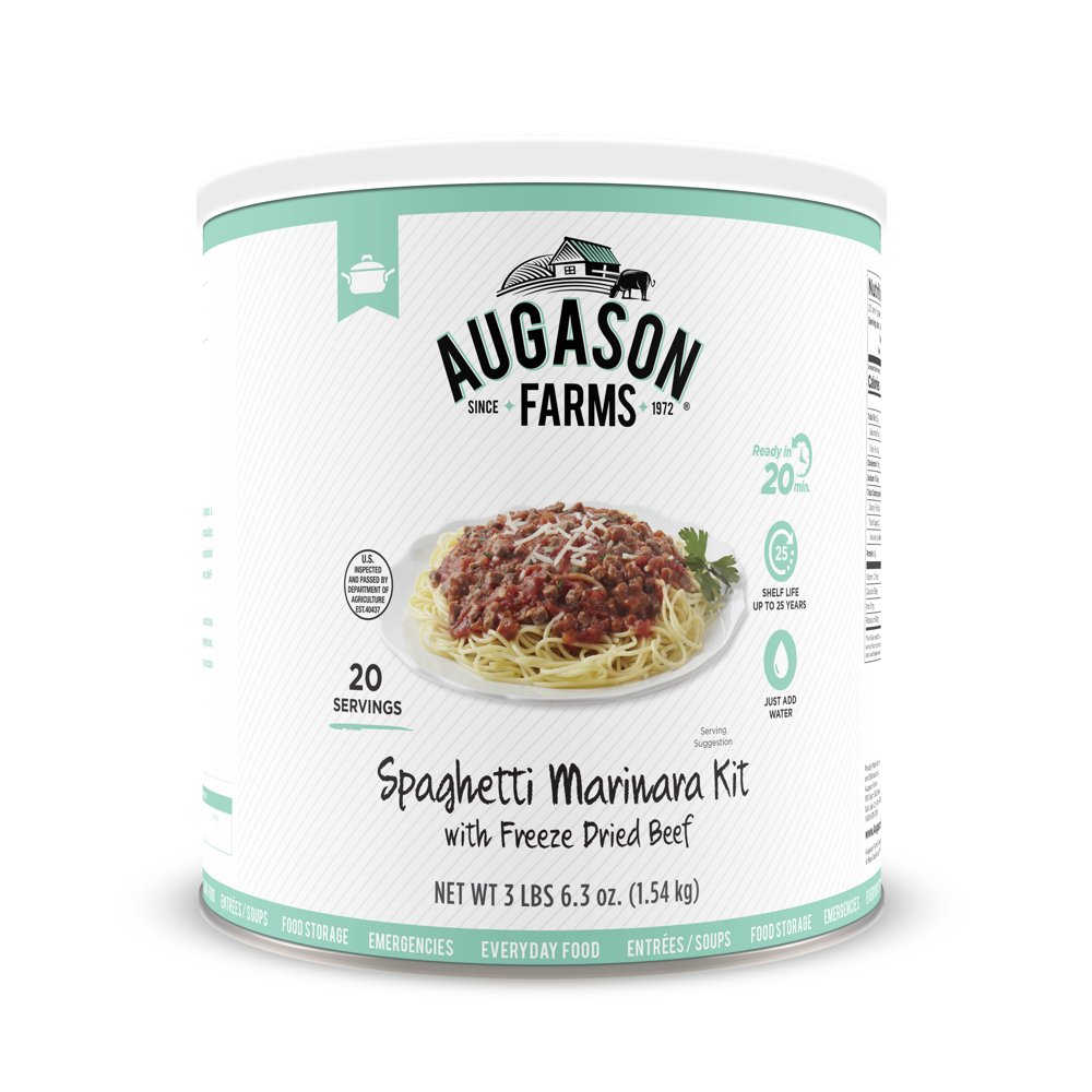 Augason Farms Spaghetti Marinara with 100 Real FreezeDried Beef Long