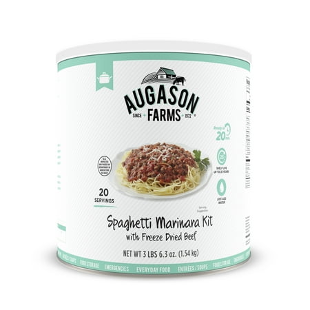 Augason Farms Spaghetti Marinara with 100% Real Freeze-Dried Beef Long-Term Food Storage Everyday Meal Prep Large Can