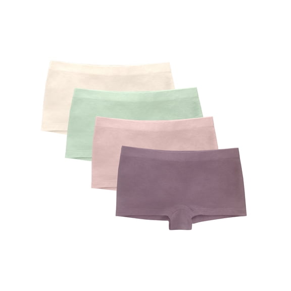 Hanes Girls’ Tween Underwear Seamless Boyshort Pack, Assorted, 4-Pack M