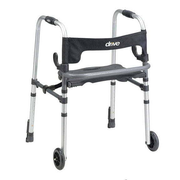 Clever-Lite LS Aluminum 29.5 to 39" H Dual Trigger Release Folding Walker with Wheels and Seat up to 300 lbs