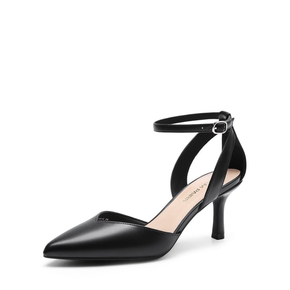 BURUDANI Pointed Closed Toe Kitten Heels Stiletto Ankle Strap Women's Pumps Shoes for Women Wedding Party Dress Sandals