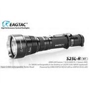 EAGTAC USB Rechargeable S25LR XHP35 Hi Output Flashlight Kit, Crenellated SS Bezel, Diffuser, Holster, Black, 1870 lm
