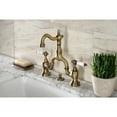 thumbnail image 3 of Kingston Brass KS7973PL English Country Bridge Bathroom Faucet with Brass Pop-up, Antique Brass, 3 of 7