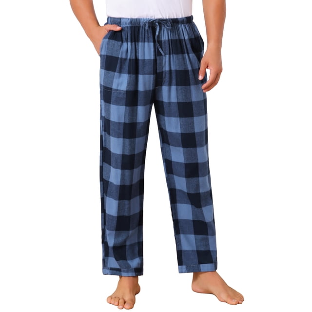 Pantalones de dormir para hombres INSPIRE CHIC con cintura elástica y cordón, pantalones de pijama informales de cuadros 30 azul oscuro