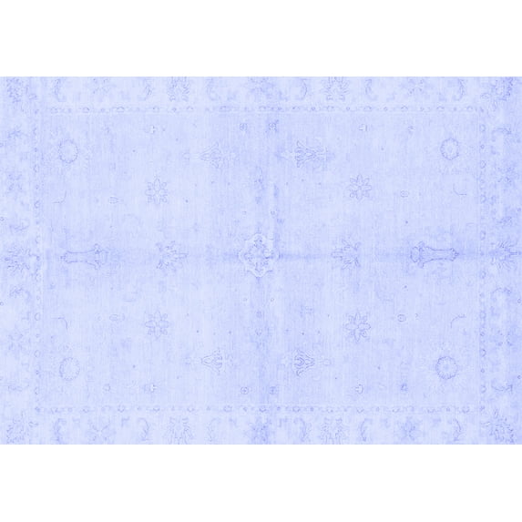 Ahgly Company Machine Washable Indoor Rectangle Abstract Blue Modern Area Rugs, 8' x 10'