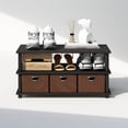 thumbnail image 6 of Furinno Turn-N-Tube Multipurpose Compact Open Storage Shoe Rack, Shoe Shelf Organizer with Bin Drawers, Black Oak/Black/Brown, 6 of 6