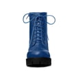 thumbnail image 2 of BLISSFUL STEP Women's Platform Chunky Heels Combat Boots Blue 8, 2 of 7
