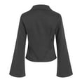 thumbnail image 6 of Towmus Women's Striped Button Down Shirts Flare Sleeve Slim Fit Blouses V Neck Collared Y2k Crop Tops Streetwear, 6 of 6