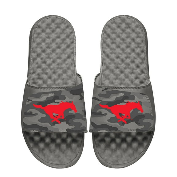 Men's ISlide  Gray SMU Mustangs Camo Slide Sandals