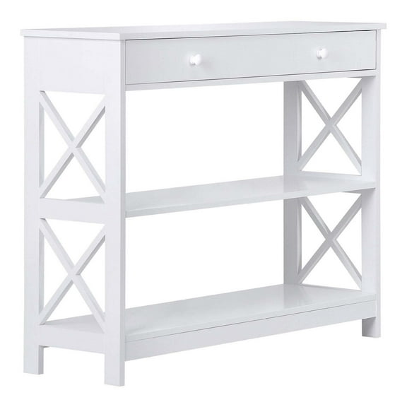 AetherLove Console Table with Drawer,Narrow Sofa Table with Storage Shelves, 3-Tier Wood Entryway Table for Hallway/Living Room/Foyer,White