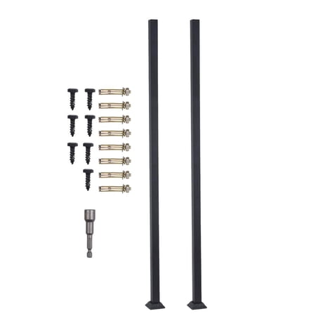 VAHIGCY Deck Railing Post 2Pcs/set Deck Railing Black Finish Decking Railings Metal Fence Post Kit for Steps Balconies Staircases Decks Patio Stairs Pool Fence normal