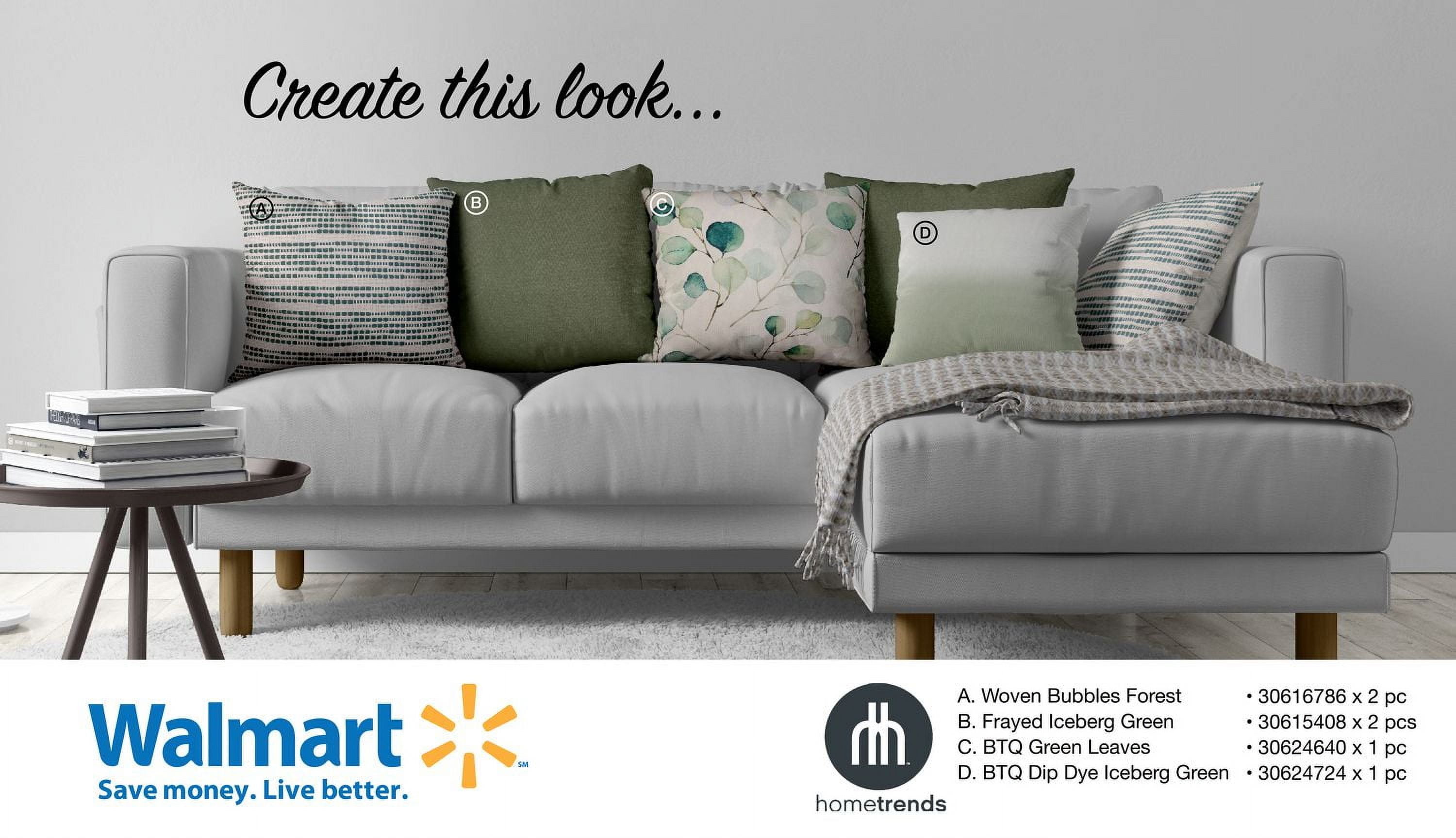 hometrends Coussin Décoratif Vert Effiloché