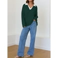 thumbnail image 6 of Rdhnmea Women Long Sleeve T-Shirts Stripe Turn-Down Collar V-Neck Shirts, 6 of 7
