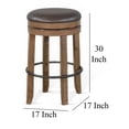 thumbnail image 6 of Yael Swivel Backless Barstool Set of 2, Gray Faux Leather, Brown Wood, 6 of 7