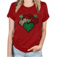 thumbnail image 1 of Camisetas de Manga Corta para las Mujeres de Moda Imprimir Cuello Redondo Camiseta, Mezcla de Poliéster Ligero para Primavera Verano Otoño, 1 of 8