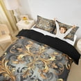 thumbnail image 2 of Erosebridal Retro Damask Flower Duvet Cover Queen,Boho Bohemain Bedding Sets Queen Size,Gold Gray Gothic Flower Comforter Cover Queen For Kids,Bedroom Decor Reversible,3-Piece（No Comforter）, 2 of 5